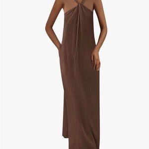 Brown Halter Maxi Dress